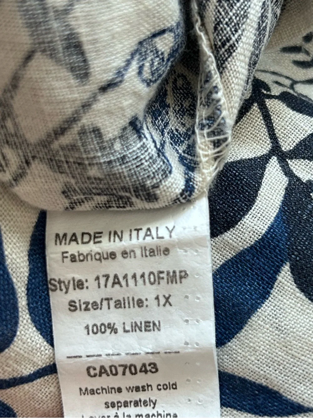 100% linen made in Italy Blue Floral dress summer romantic flower lagenlook - Picture 3 of 10